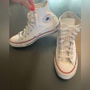 Converse White and Red High-Top Sneakers